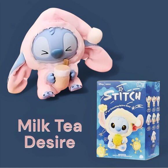 MINISO Disney Stitch Eat Something Before Sleep Plush Pendant - Milk Tea Desire - Picture 1 of 16